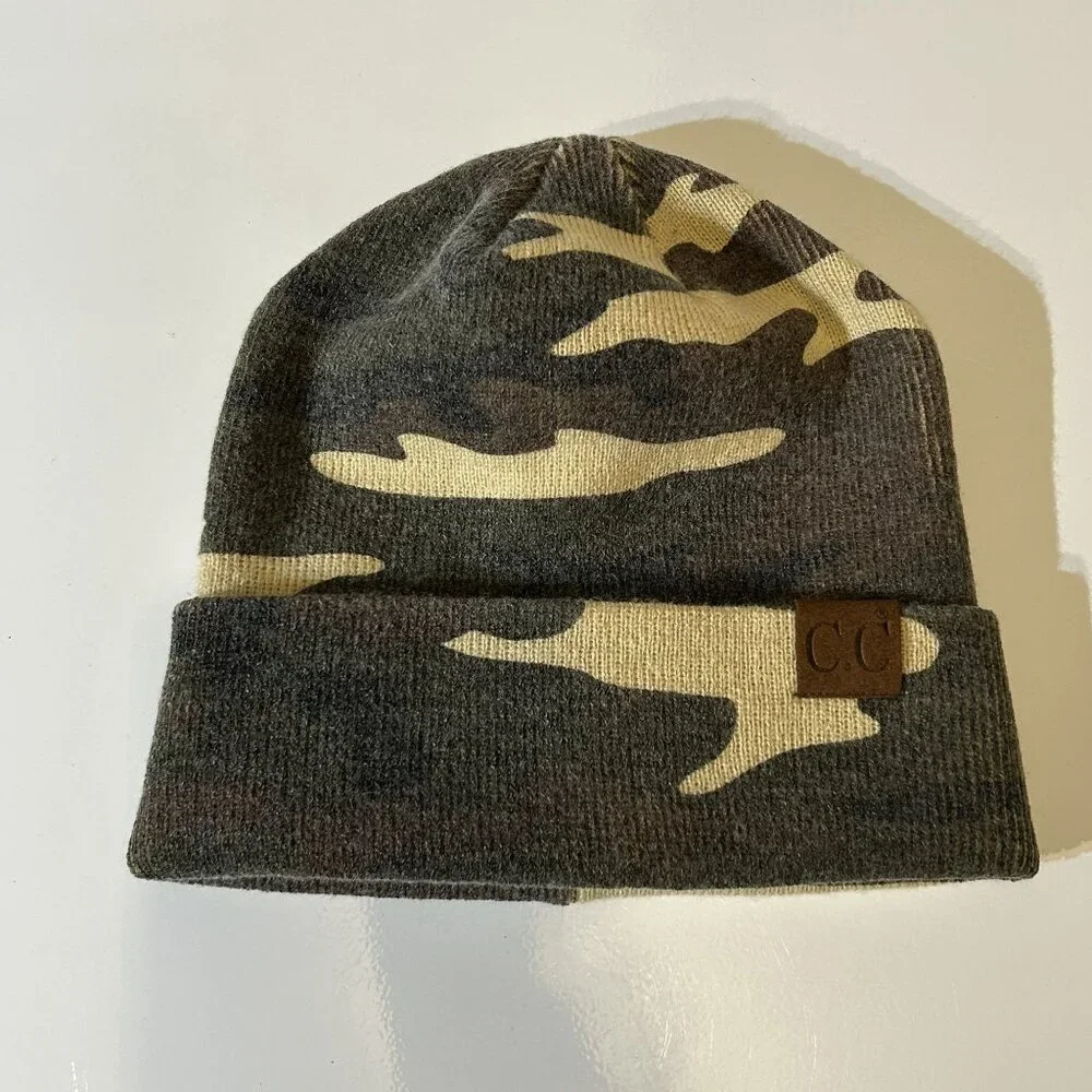 CC Camouflage Knit Beanie Winter Cold Weather Accessory Toboggan Outdoors Hiking